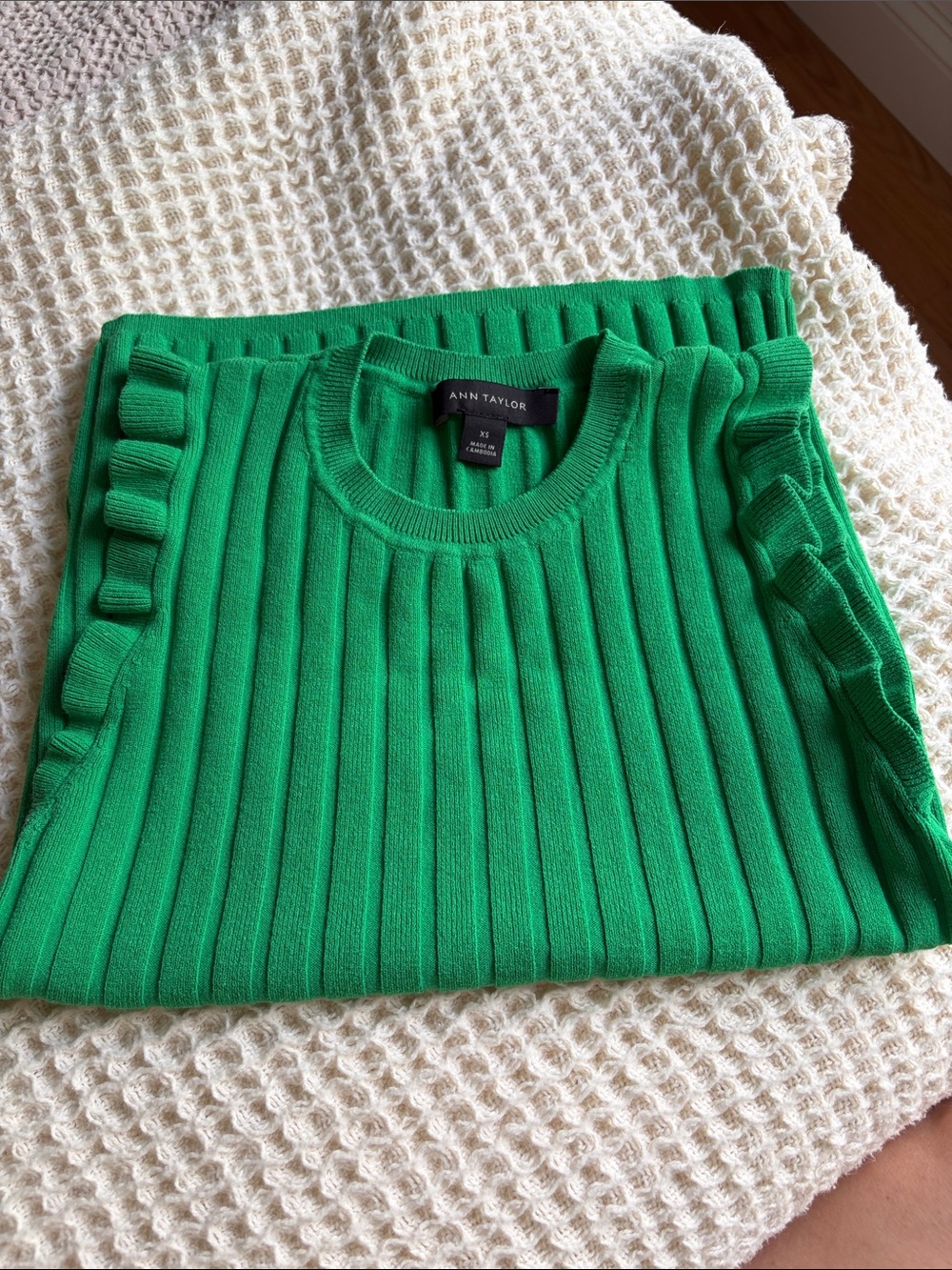 Ann Taylor flutter 
 sleeve knit top